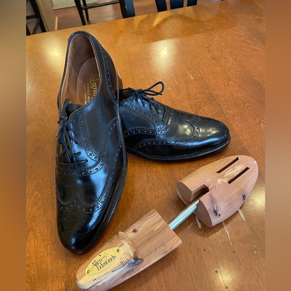 Carroll and Company Beverly Hills Black Leather wingtips 9 narrow - Picture 2 of 10
